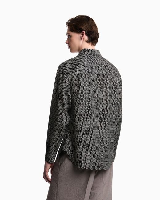 Emporio Armani Gray Comfort-Fit All-Over Print Lyocell-Blend Shirt for men