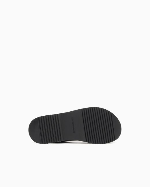 Emporio Armani White Leather And Jacquard Cross-Over Sandals for men