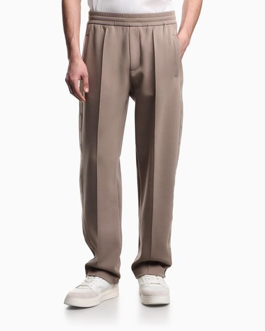 Emporio Armani Brown Double-Jersey Trousers With Micro Eagle Logo Band for men