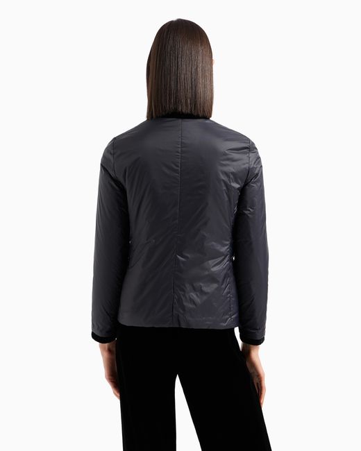 Emporio Armani Black Nylon Reversible Guru-Collared Jacket