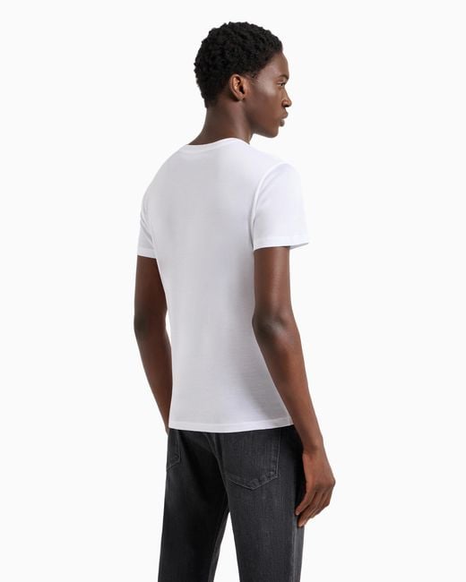 Emporio Armani White Mercerised-Jersey T-Shirt for men