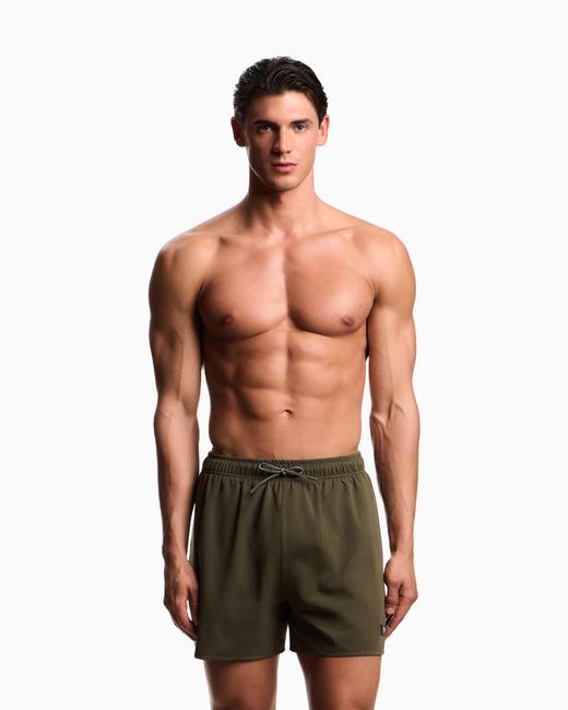 Emporio Armani Green Swim Shorts With Satin Label Patch for men