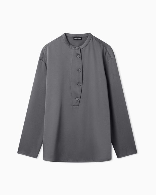 Emporio Armani Gray Shirt With Partial Buttoning