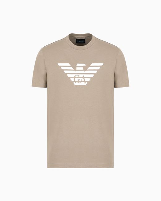 Camiseta De Punto De Algodón Pima Con Estampado De Logotipo Emporio Armani de hombre de color Natural