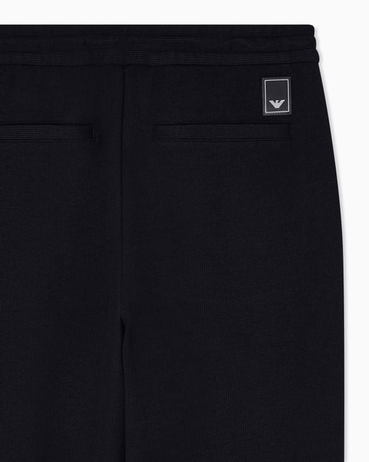 Emporio Armani Blue Travel Essential Canneté Jersey Joggers for men