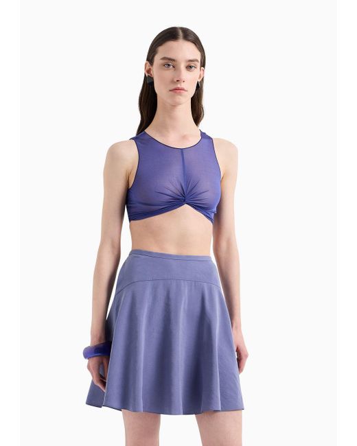 Emporio Armani Purple Flowing Skirt In Washed Matte Modal