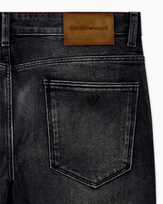 Emporio Armani Blue Five-Pocket Jeans Slim Fit Distressed With Paint Splatters for men