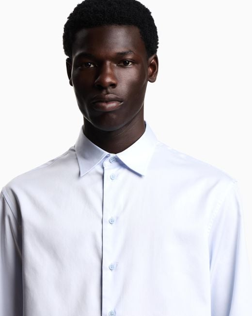 Emporio Armani White Cotton Poplin Shirt for men