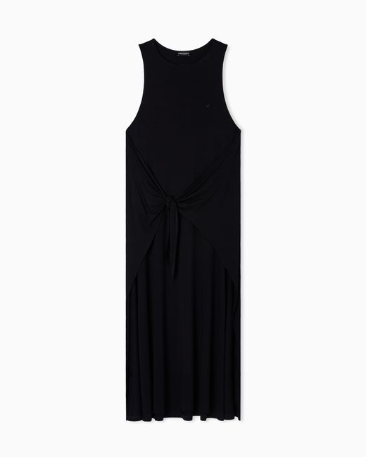 Emporio Armani Black Jersey Long Beachwear Dress