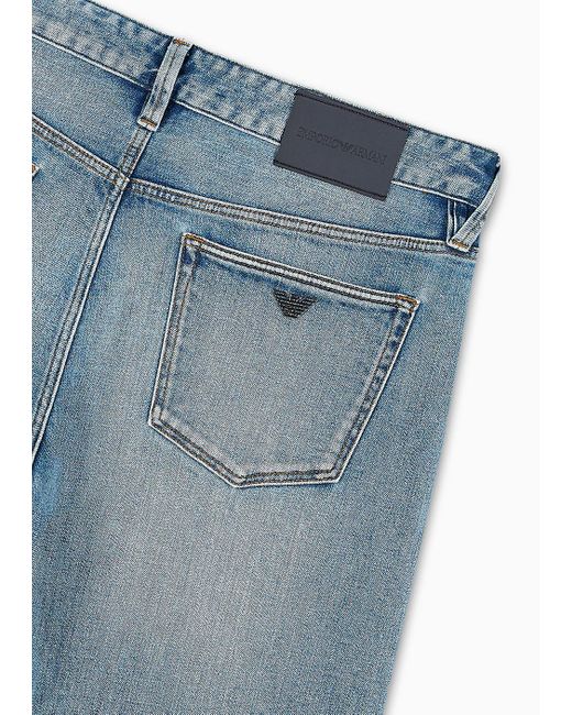 Emporio Armani Blue J75 Slim-fit Faded Denim Jeans for men
