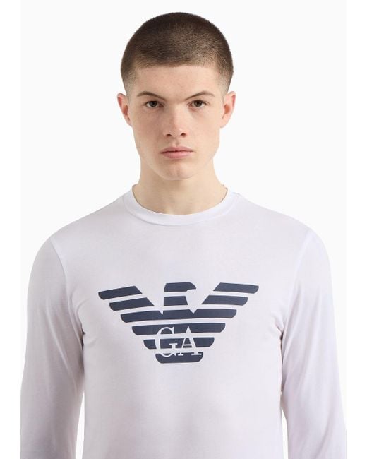 Emporio Armani White Pima-jersey Jumper With Printed Logo for men