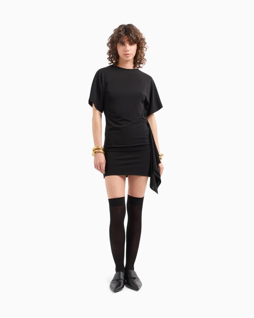 Emporio Armani Black Dawn To Dusk Kleid Mit Rüschen Aus Stretchjersey