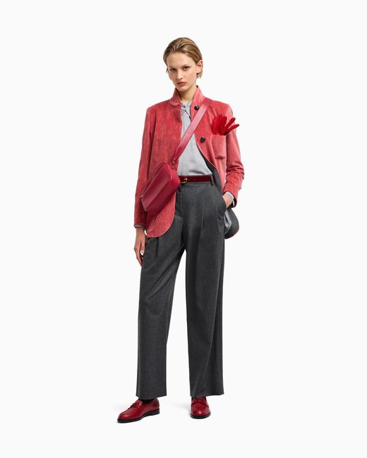 Pantalones Con Pinzas De Franela De Lana Icon Emporio Armani de color Gray