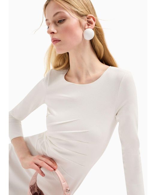 Emporio Armani White Milano-stitch Fabric Midi Tube Dress