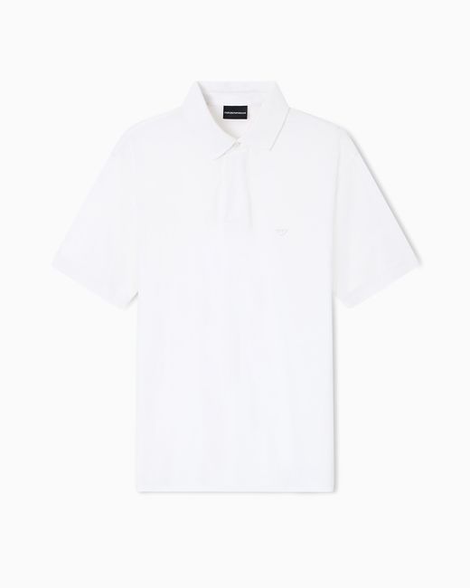 Emporio Armani White Rounded Micro Eagle Polo Shirt for men