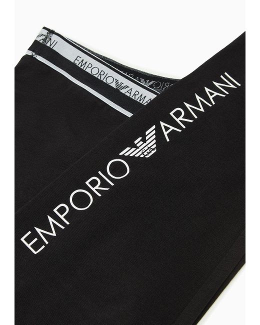 Emporio Armani Black Asv Iconic Logo Band Organic Cotton Loungewear Leggings