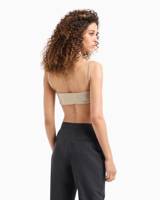 Emporio Armani White Rhinestone-Covered Bandeau Top With Shoulder Straps