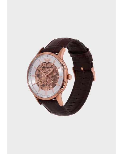 emporio armani watch brown leather strap