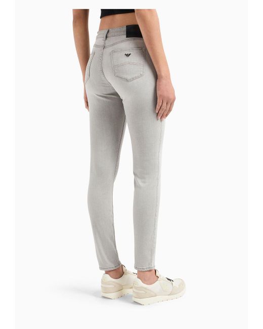 Emporio Armani Gray J20 High-waisted Super-skinny Jeans In A Worn-look Denim