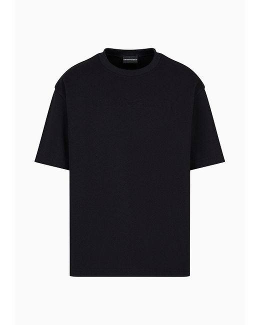 T-shirt In Piquet Interlock Con Logo Embossed Bombato di Emporio Armani in Black da Uomo
