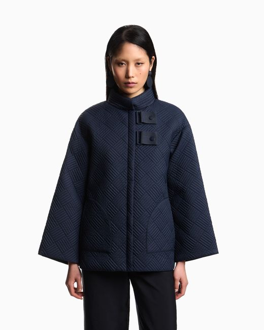 Emporio Armani Blue Nylon Padded Pea Coat