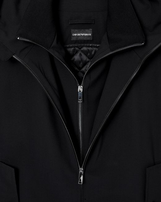 Emporio Armani Black Hooded Sleeveless Jacket for men