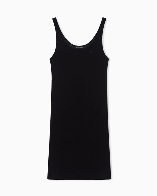 Emporio Armani Black Linen-Blend Knit Loungewear Dress