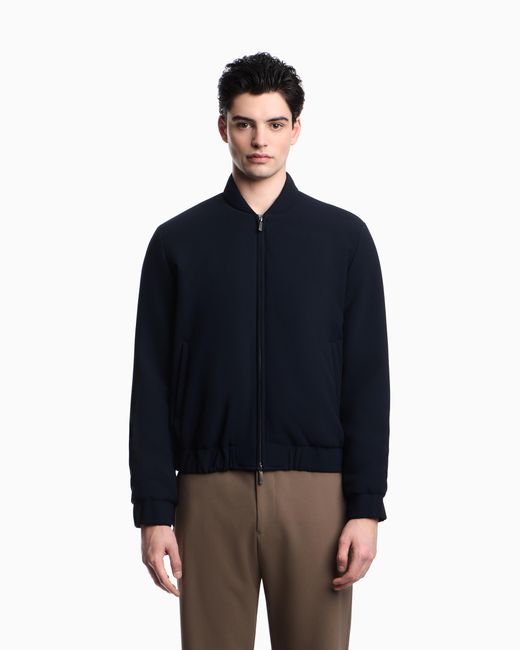 Emporio Armani Blue Icon 3D Piqué-Effect Crêpe Jersey Blouson for men