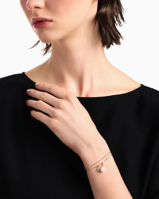 Emporio Armani White Tone Brass Pendant Bracelet