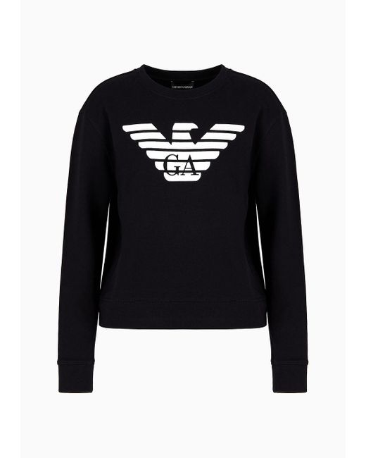 Emporio Armani Black Asv Organic Jersey Sweatshirt With Logo
