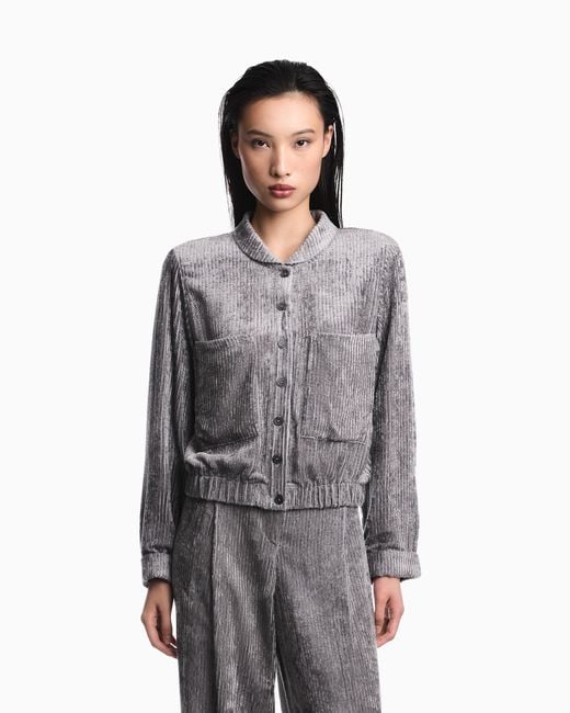 Emporio Armani Gray Fluid Corduroy Jacket Signature Capsule