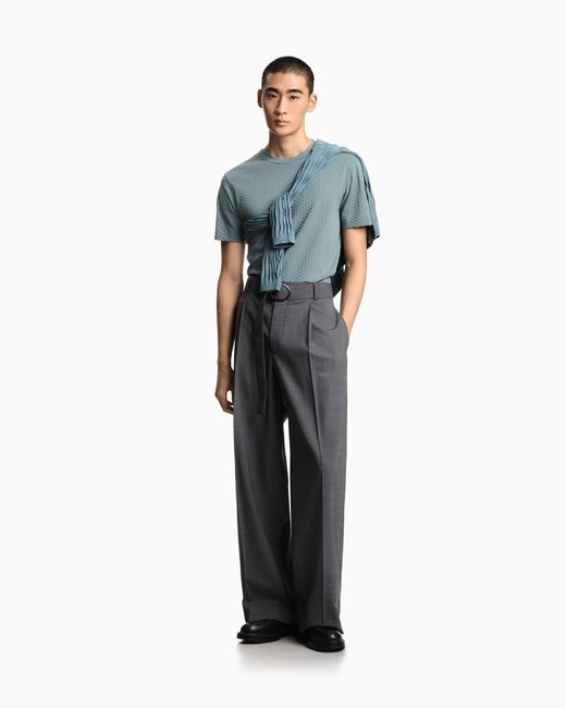 Emporio Armani Blue Us Exclusive Jacquard Jersey T-Shirt for men