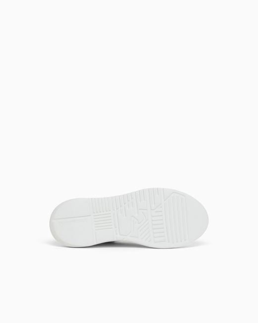 Emporio Armani White Smooth Leather Sneakers Icon With A Thick Textured Sole