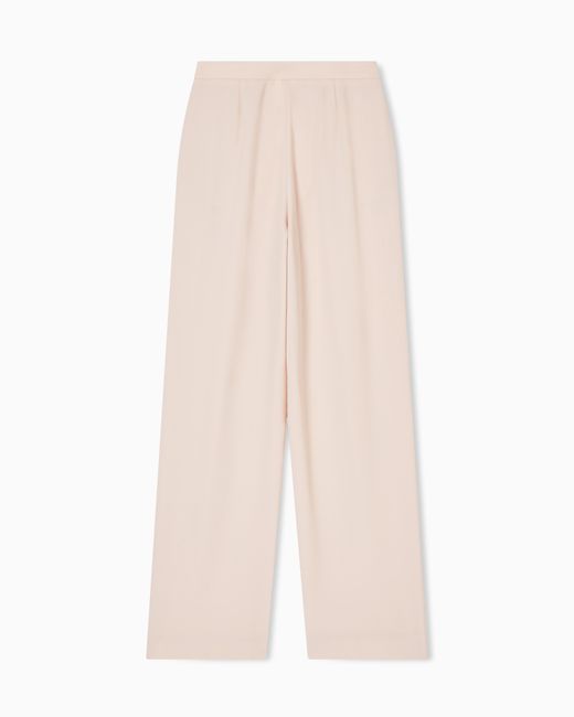 Emporio Armani White Technical Gabardine Trousers With Pleats