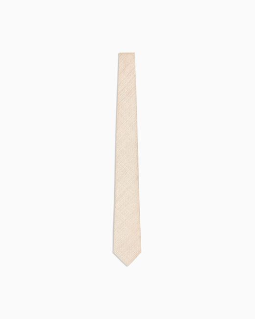 Emporio Armani White Pure Silk Tie With Jacquard Motif for men