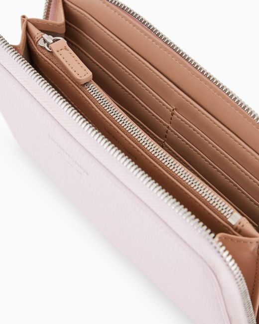 Emporio Armani Pink Deer-Print Myea Wallet With Wrap-Around Zip