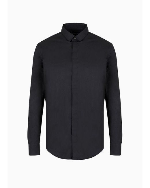 Emporio Armani Blue Lightweight Comfortable Satin Slim-fit Shirt for men