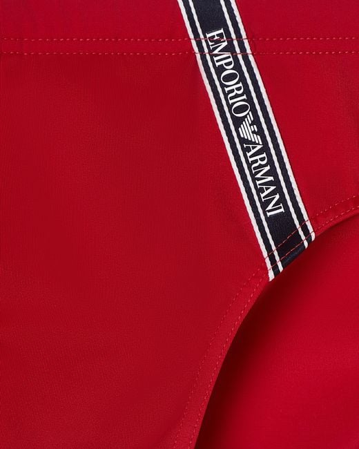 Emporio Armani Red Swim Briefs With Logo Tape for men