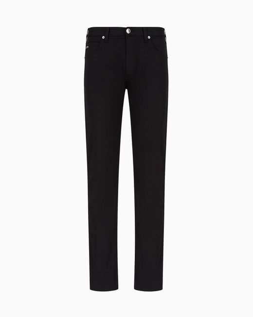 Emporio Armani Black J45 Regular-Fit, Stretch-Gabardine Jeans for men
