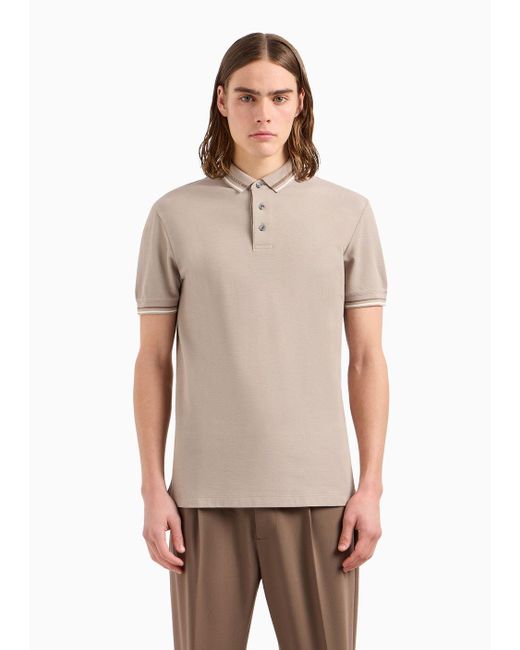 Emporio Armani Natural Jersey Polo Shirt With Placed Logo for men