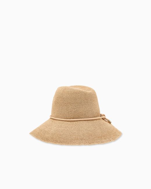 Emporio Armani White Woven Paper-Yarn Hat