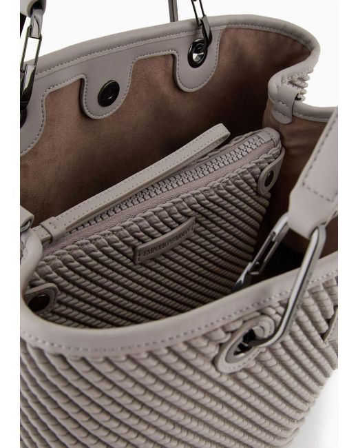 Emporio Armani Gray Embossed Nappa Leather-effect Medium Myea Shopper Bag