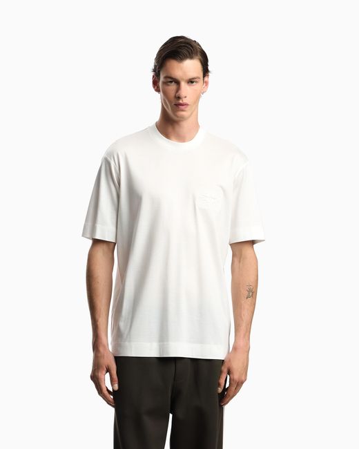 Camiseta De Lyocell Con Logotipo Abombado De Águila En Relieve Asv Emporio Armani de hombre de color White