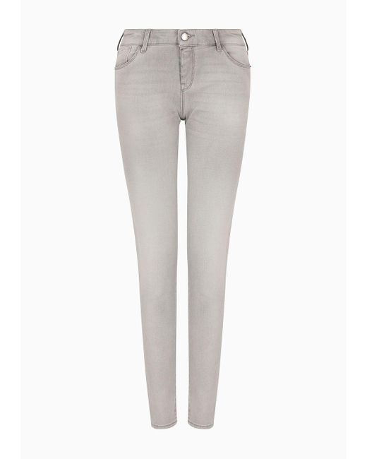 Jeans J23 Vita Media E Gamba Super Skinny In Denim Used Look di Emporio Armani in Gray