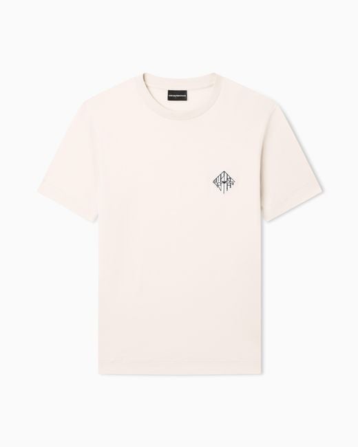 Emporio Armani Natural Slim-Fit Lyocell-Blend Jersey T-Shirt With Logo Patch for men