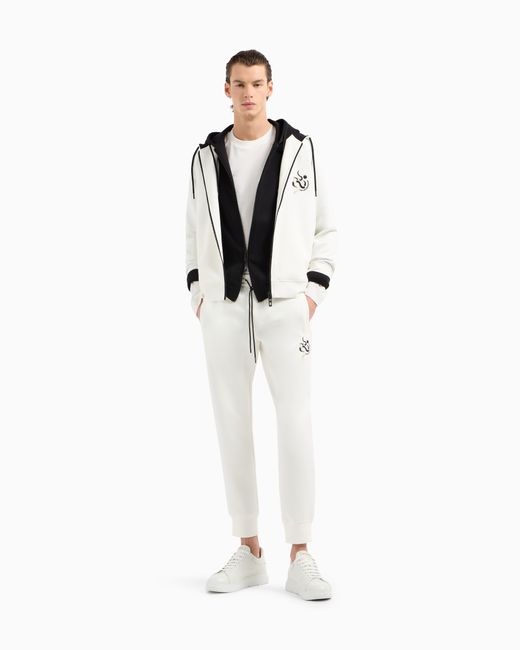Emporio Armani Asv Jogginghose Aus Doppellagigem Jersey Mit Mondneujahr-Stickerei in White für Herren