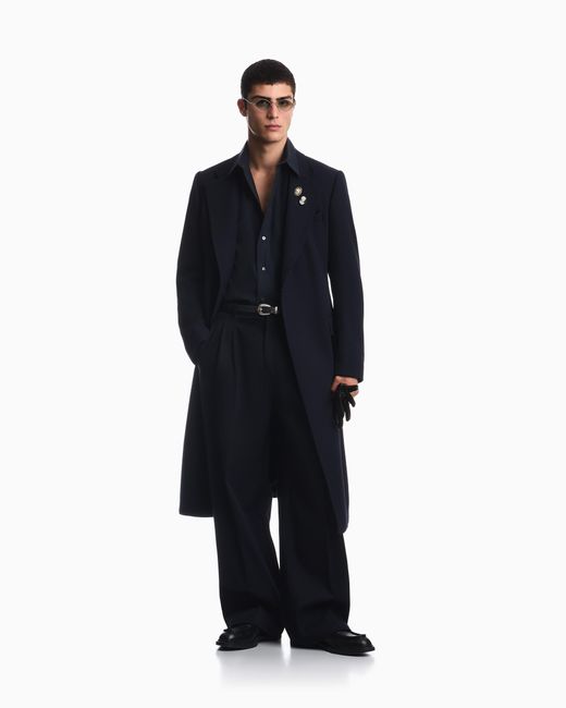 Emporio Armani Blue Viscose Long-Sleeve Shirt With A Chest Pocket for men