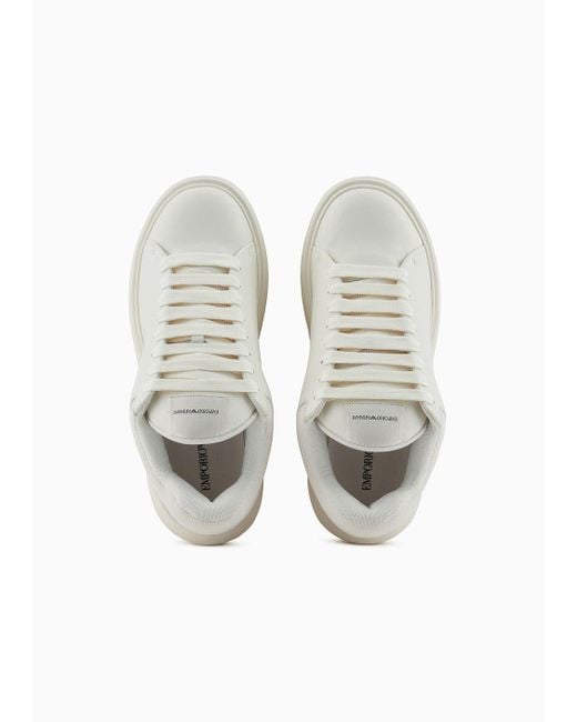 Emporio Armani White Chunky Leather Sneakers for men