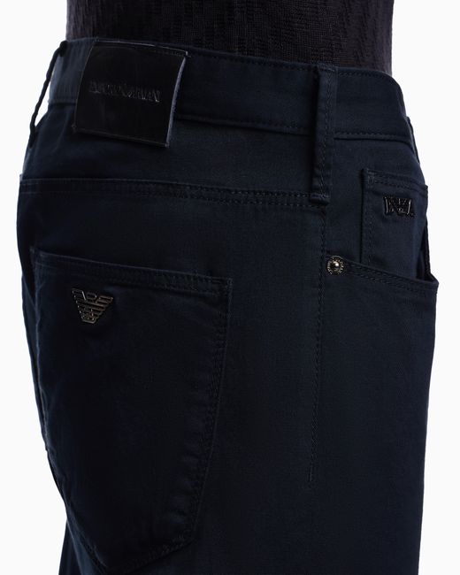Emporio Armani Blue J06 Stretch-Fabric Slim-Fit Trousers for men