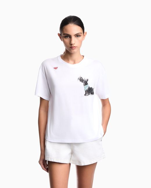 Emporio Armani White We Love Dogs #29 Jersey T-Shirt